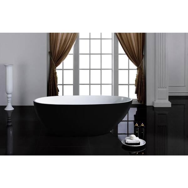 Layla 67 in. Acrylic Classic Flatbottom Non-Whirlpool Freestanding Oval Bathtub in Black Matte Layla 67 in. Acrylic Classic Flatbottom Non-Whirlpool Freestanding Oval Bathtub in Black Matte