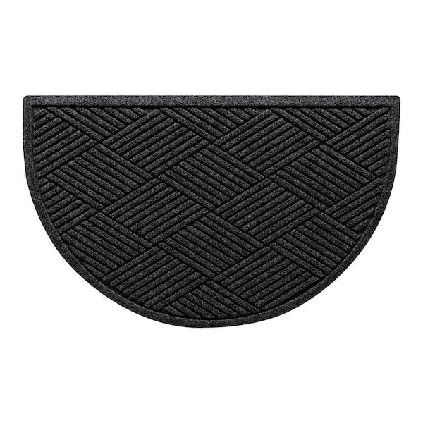 Waterhog Diamonds Charcoal 24 in. x 39 in. PET Polyester Half Round Non-Slip Indoor Outdoor Door Mat