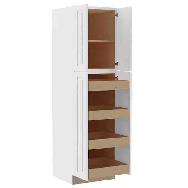 Home Decorators Collection Grayson 24 in. W x 24 in. D x 84 in. H Assembled Plywood Pantry Kitchen Cabinet in Pacific White with 4ROT Soft Close