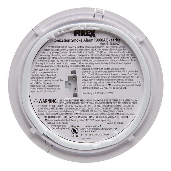 Firex Smoke Detector, Hardwired with nine-V Battery Backup & Front-Load  Battery Door, Smoke Alarm, 4-Pack