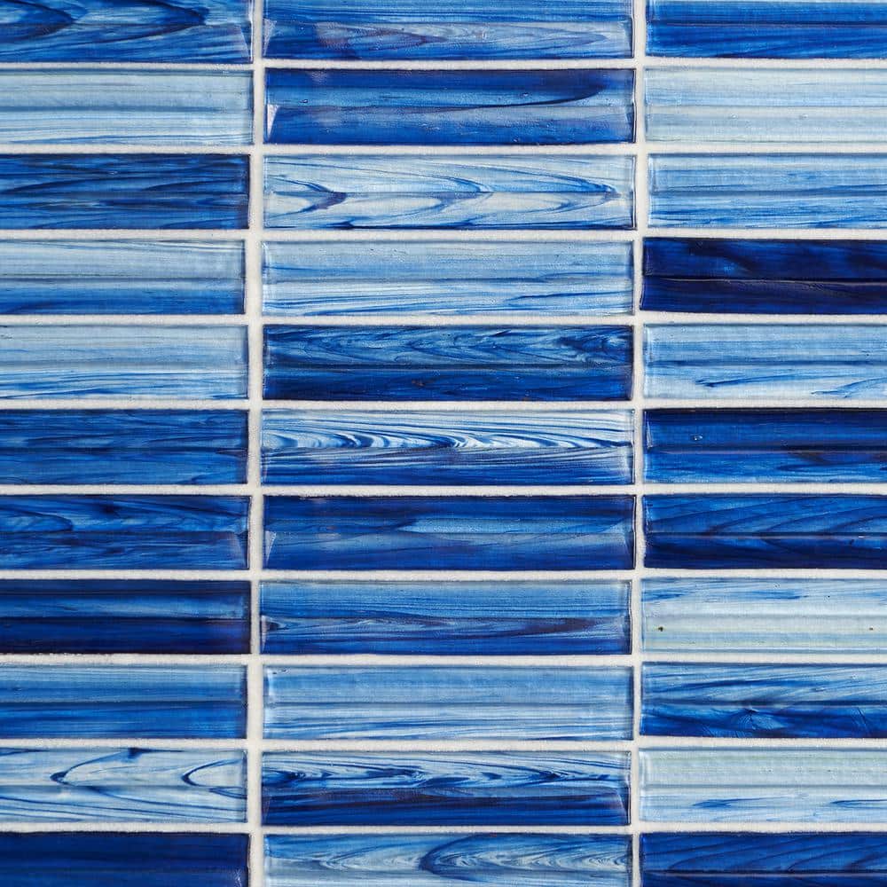 Tara Blue Polished Glass Mosaic Wall Tile