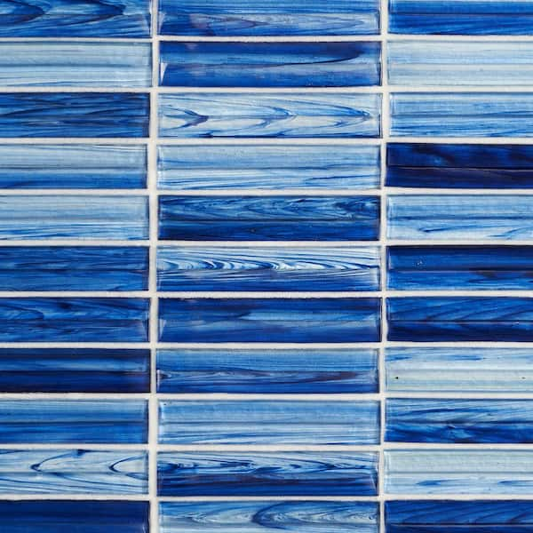 Ivy Hill Tile Tara Blue 11.61 in. x 11.73 in. Stacked Glass Mosaic