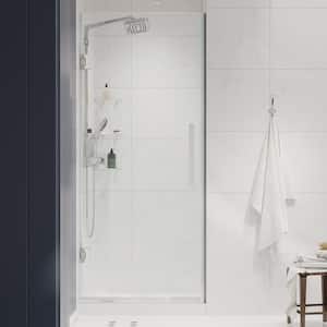 Tampa-Pro 24 11/16 in. W x 72 in. H Pivot Frameless Shower in Chrome with Shelves