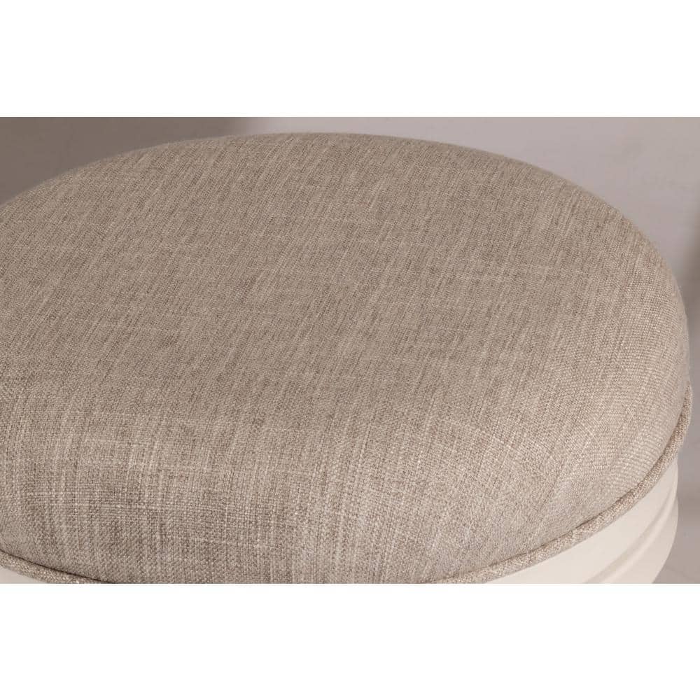 Aubrie Swivel Backless Counter Stool in Off-White and Silver