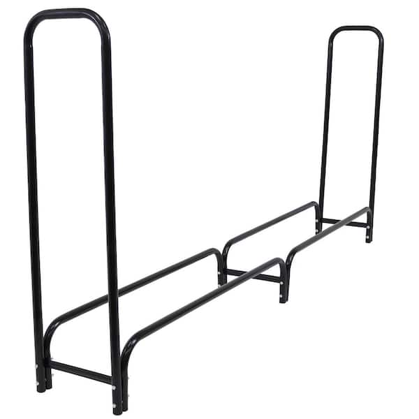 Sunnydaze Log Rack 4' Black Steel Outdoor Firewood Stacker Storage Holder Sunnydaze Log Rack 4' Black Steel Outdoor Firewood Stacker Storage Holder