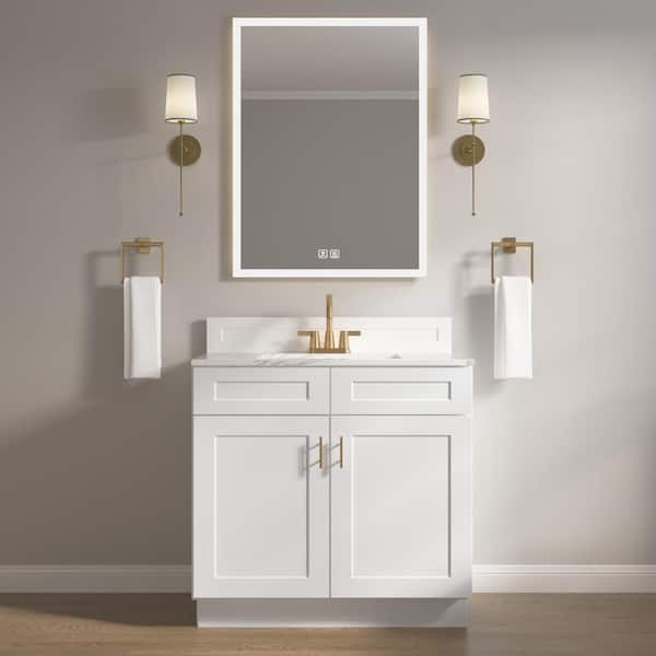 Camlock 36 in. W x 21 in. D x 34.5 in. H Ready to Assemble Bath Vanity Cabinet without Top in Shaker White