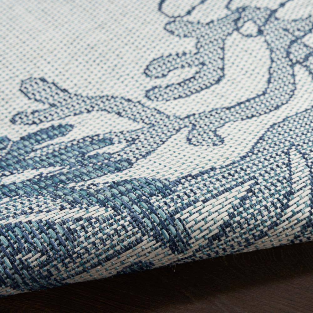 Nautical Coral Blue Synthetic Rectangular Area Rug 8' x 10'