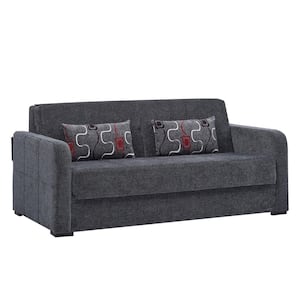 Fashion Collection Convertible 73 in. Grey Chenille 3-Seater Twin Sleeper Sofa Bed with Storage