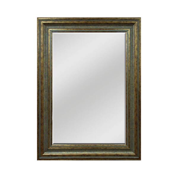 Unbranded 33-1/2 in. W x 45-1/2 in. H Decorative Framed Mirror in Dark Gold-DISCONTINUED