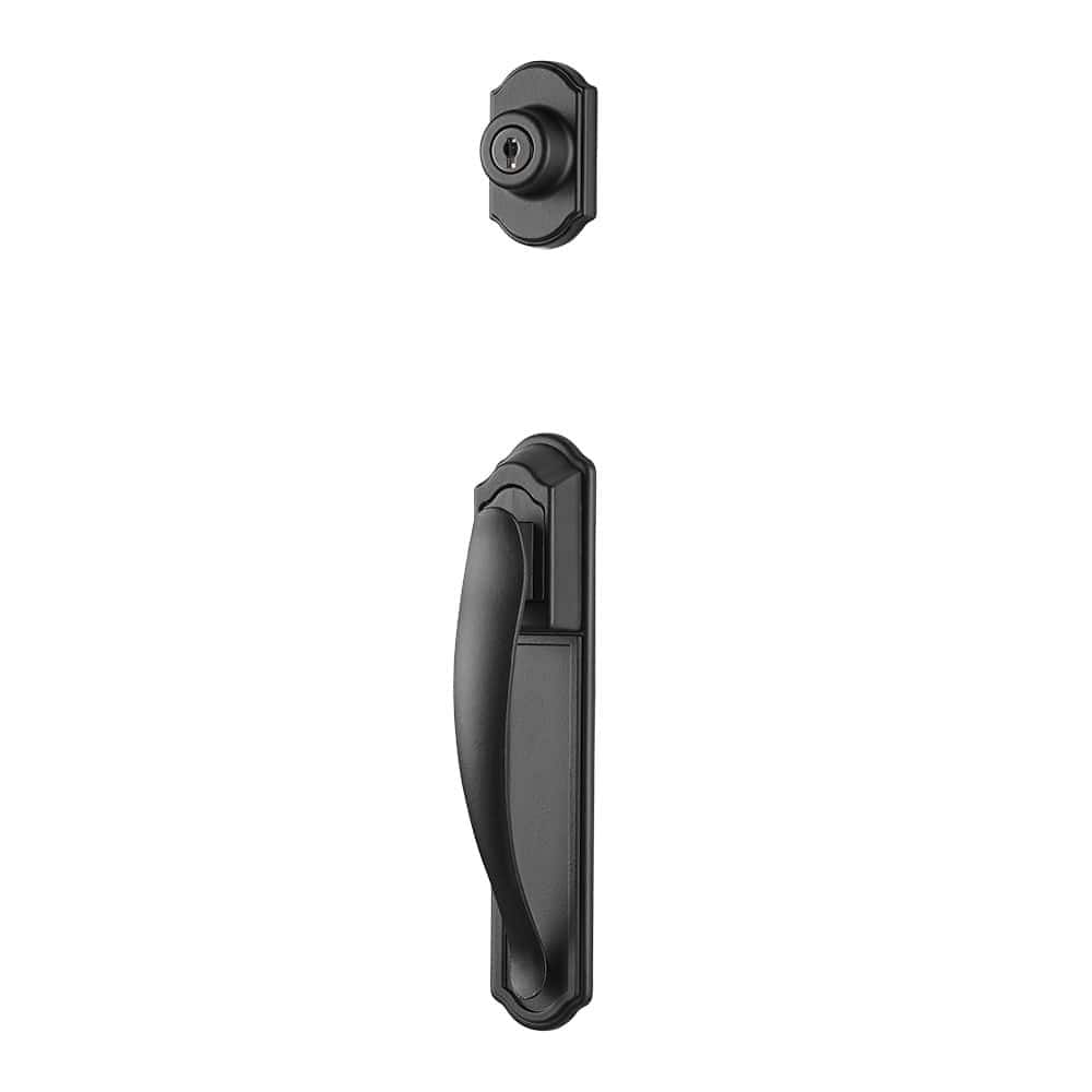 Matte Black Storm Door Handle Set with Keyed Deadbolt