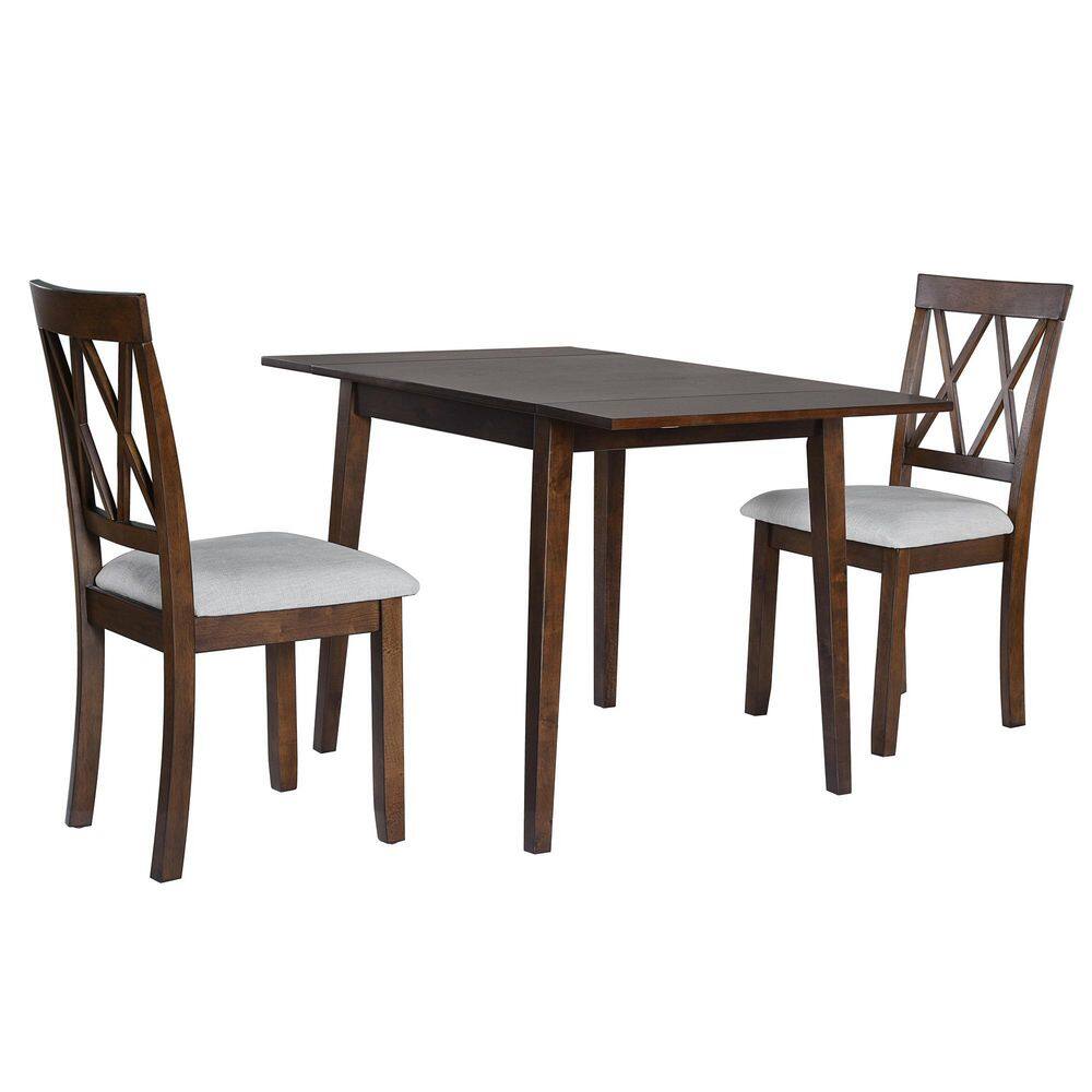 3-Piece Solid Wood Outdoor Conversation Patio Furniture Set with Gray Cushions price history on PriceWatchPro