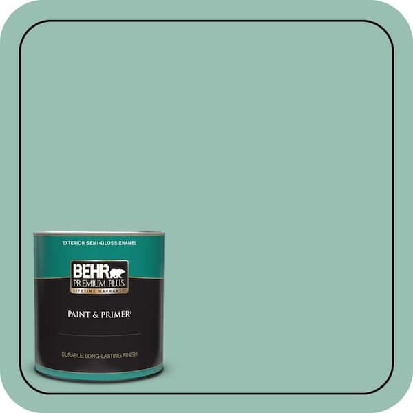 BEHR PREMIUM PLUS 1 qt. #PPU12-07 Spring Stream Semi-Gloss Enamel Exterior Paint & Primer