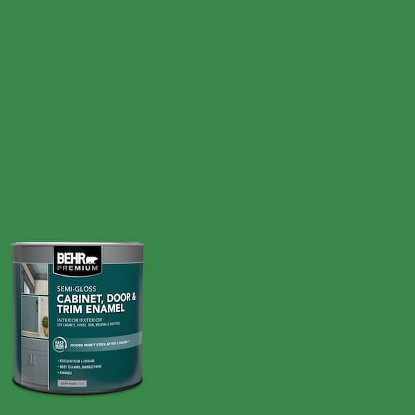 BEHR PREMIUM 1 qt. #P400-7 Paradise of Greenery Semi-Gloss Enamel Interior/Exterior Cabinet, Door & Trim Paint