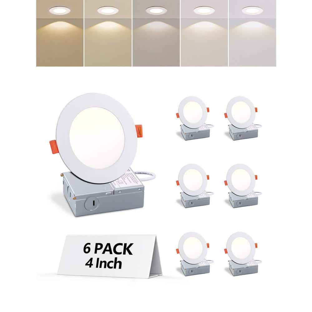 4 in. Canless Ultra-Thin 9-Watt Adjustable 5 CCT Remodel Integrated LED Recessed Light Kit (6-Pack) price history on PriceWatchPro