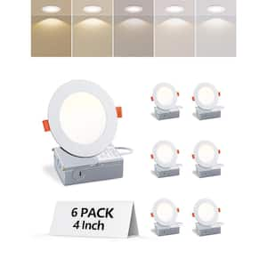 4 in. Canless Ultra-Thin 9-Watt Adjustable 5 CCT Remodel Integrated LED Recessed Light Kit (6-Pack)