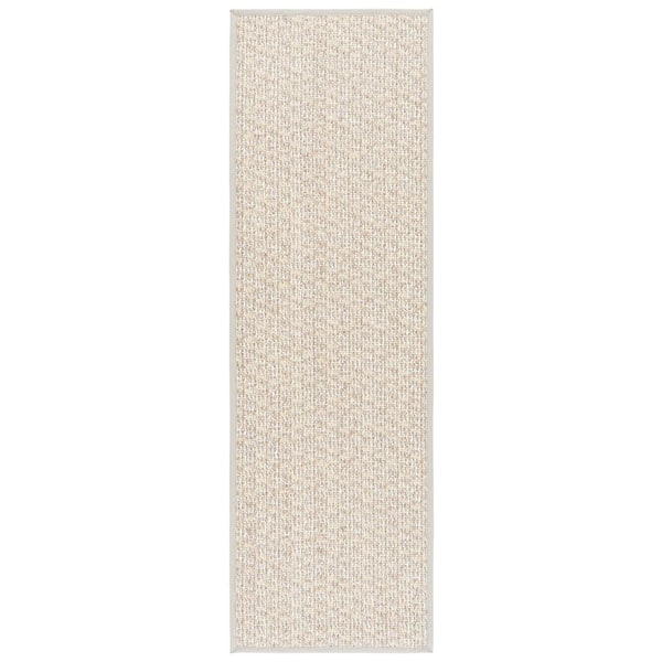Natural Fiber 3 ft. x 8 ft. Marble/Beige Solid Color Runner Rug