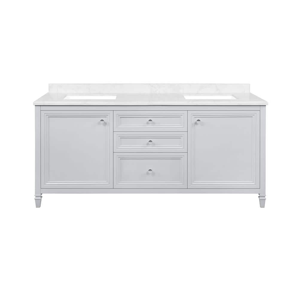 Home Decorators Collection Neville 72 in. W x 22 in. D Bath Vanity in. Dove Gray with Cultured