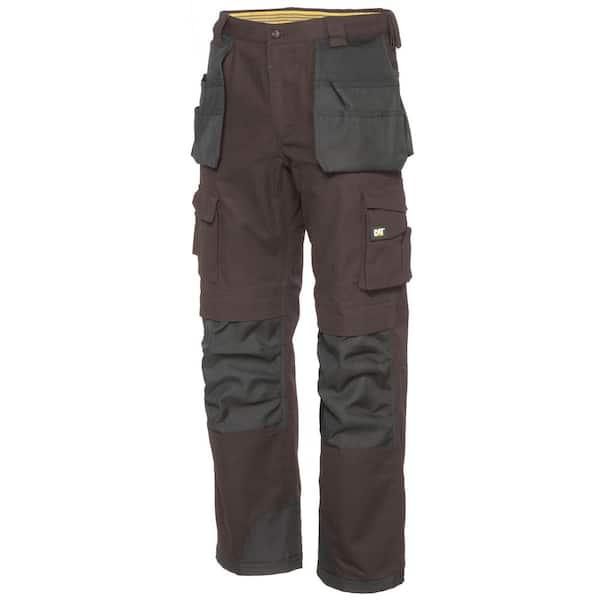 Caterpillar Trademark Men's 28 in. W x 32 in. L Dark Earth/Black Cotton/Polyester Canvas Heavy Duty Cargo Work Pant