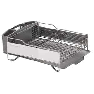 Aoibox Single Tier Aluminum Expandable Drying Dish Rack with Drainboard and  Rotatable Drainage Spout in Dark Gray HDSA17KI005 - The Home Depot