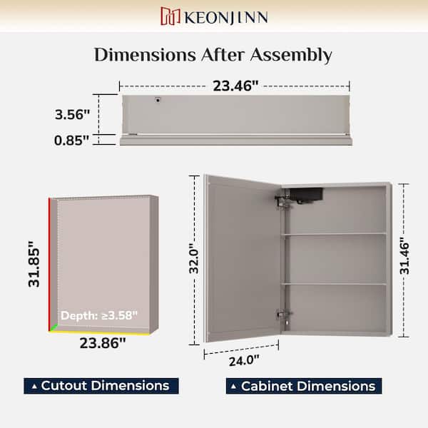 24 in. W x 32 in. H Rectangular Silver LED Light Anti-Fog Aluminum Recessed/Surface Mount Medicine Cabinet with Mirror