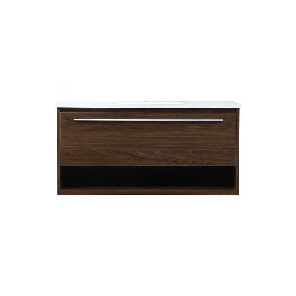 Simply Living 40 in. Single Bathroom Vanity in Walnut with Quartz ...