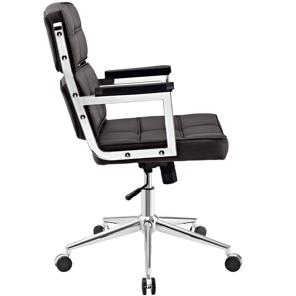 Elevate Highback Swivel Office Chair in Brown Vinyl and Metal