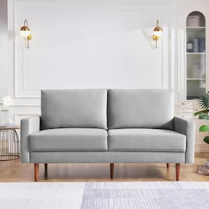 69 in. Grey Modern Decor Upholstered Wide Velvet Fabric 2-Seater Loveseat with Padded Cushion