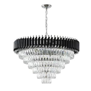 Marco 16-Light Dimmable Integrated LED Black and Chrome Crystal Crystal Empire Chandelier for Living Room