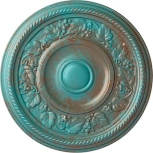 16-1/8 in. x 3/4 in. Tyrone Urethane Ceiling Medallion (Fits Canopies upto 6-3/4 in.), Copper Green Patina