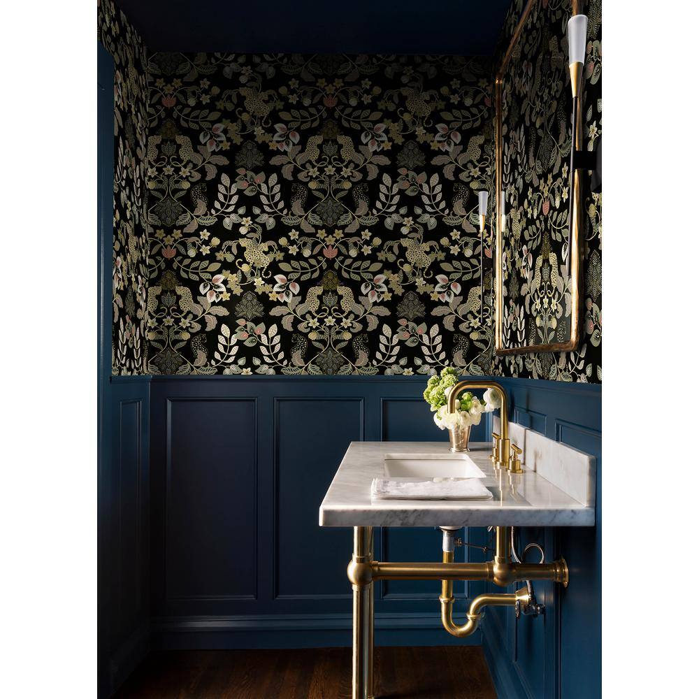 Getty Black and Gold Jungle Damask Non-Pasted Wallpaper