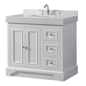 Kingswood Exclusive 36 in. W x 23 in. D x 36 in. H Bath Vanity in White with White Culture Marble Top