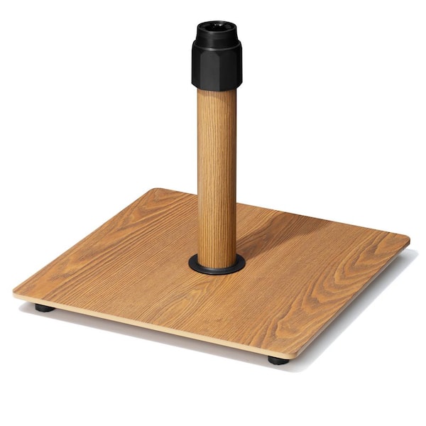 Pellebant Outdoor Umbrella Base Stand 30 lbs. Heavy Duty Square Steel Patio Umbrella Base in Echo Teak