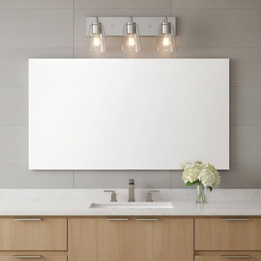 Miles 18 in. W x 8 in. H 3-Light Brushed Nickel Dimmable Large Bathroom Vanity Light with No Bulbs Included price history on PriceWatchPro
