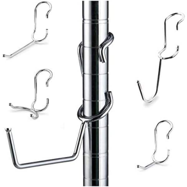 1 in. Metro, Metal or Wire Shelf Pole Shelving Adhesive Hooks for Storage Organization (5-Pack)
