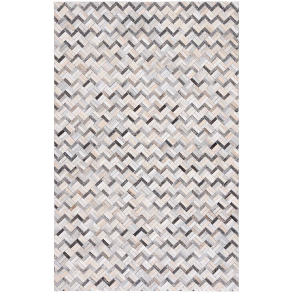 Handmade Black and Gray Geometric Cowhide Area Rug