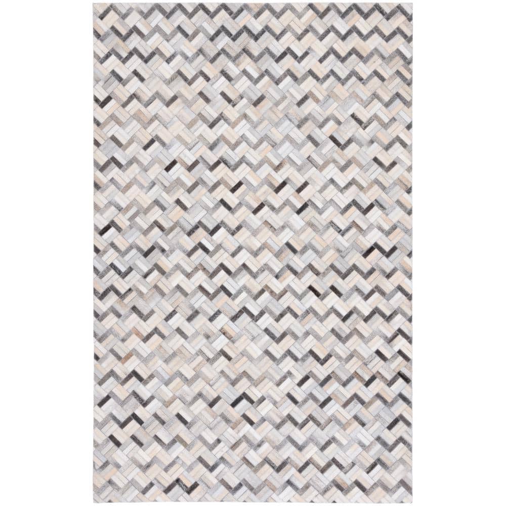 SAFAVIEH Studio Leather Black Gray 5 ft. x 8 ft. Geomtric Area Rug