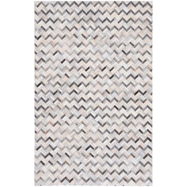 Studio Leather Black Gray 8 ft. x 10 ft. Geomtric Area Rug