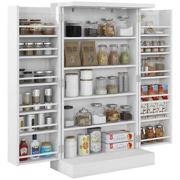 HOMCOM White 5-Tier Shelf 12-Spice Racks 41 in. Kitchen Pantry Storage ...