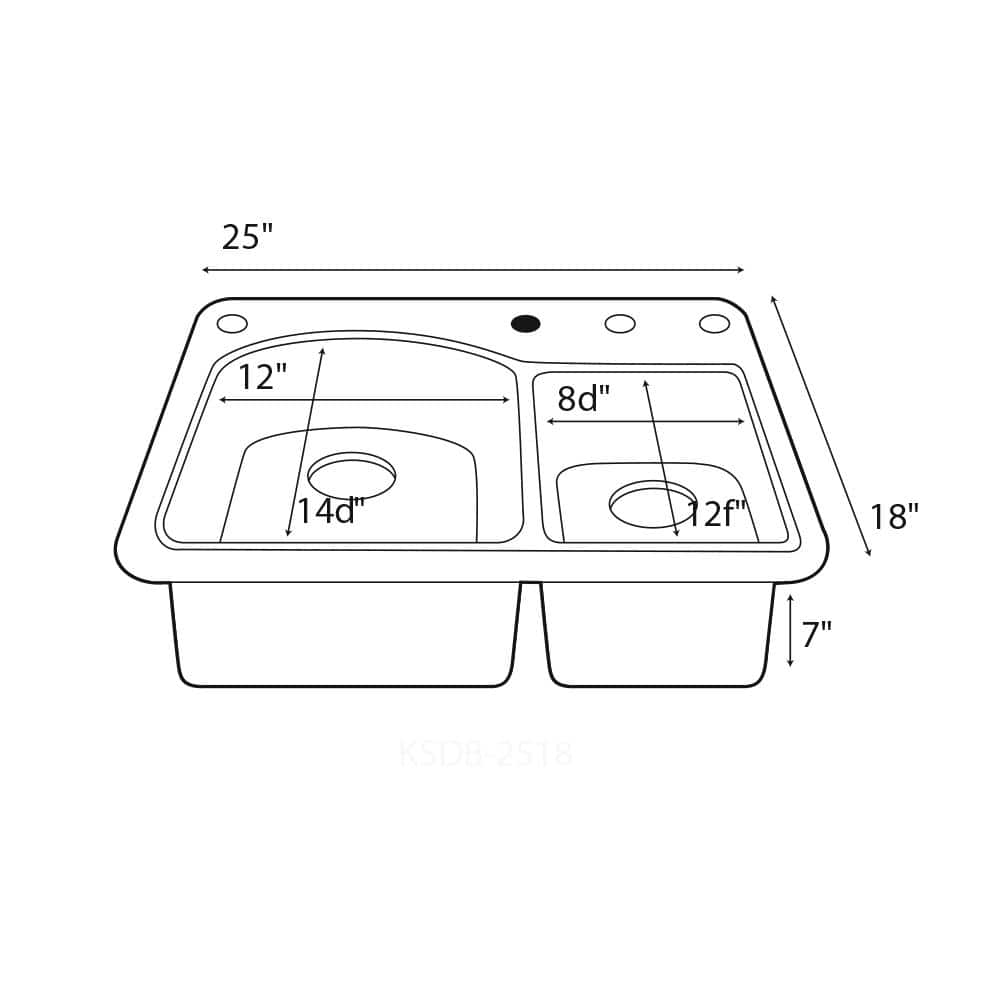 25'' Bermuda Sand Solid Surface Double Bowl Drop-In Kitchen Sink