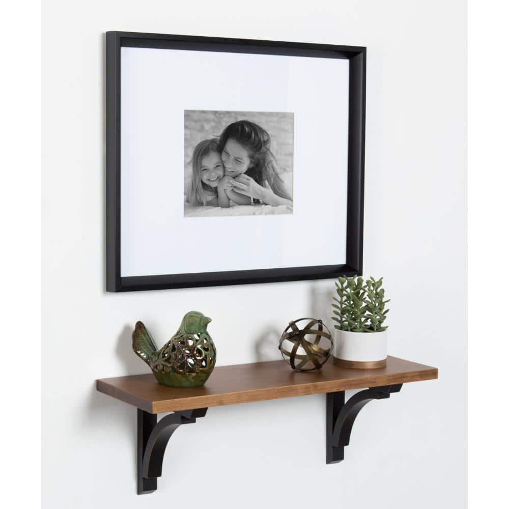 Corblynd Traditional 24" Brown/Black Wood Floating Wall Shelf