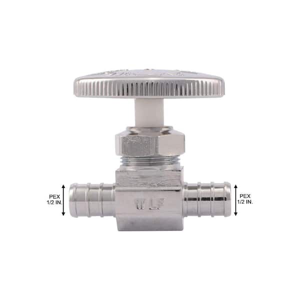 VINTEX 10-Pack 1/2" PEX X 1/2" PEX Straight Stop Valves – Premium Brass, Chrome, With Stainless Steel Clamp Rings, Lead-Free