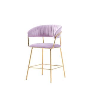 Tristan Gold Plated with Pink Velour Counter Height Chairs (Set of 2)