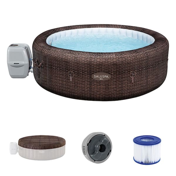 SaluSpa Bali 7-Person Air Jet Inflatable Hot Tub, Round Spa, 85"x28"