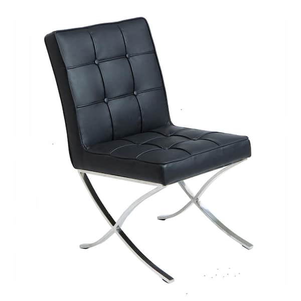 Reviews For Noble House Dakota Black, Black Leather Tufted Dining Chair