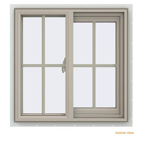 JELD-WEN 23.5 in. x 23.5 in. V-2500 Series Desert Sand Vinyl Right