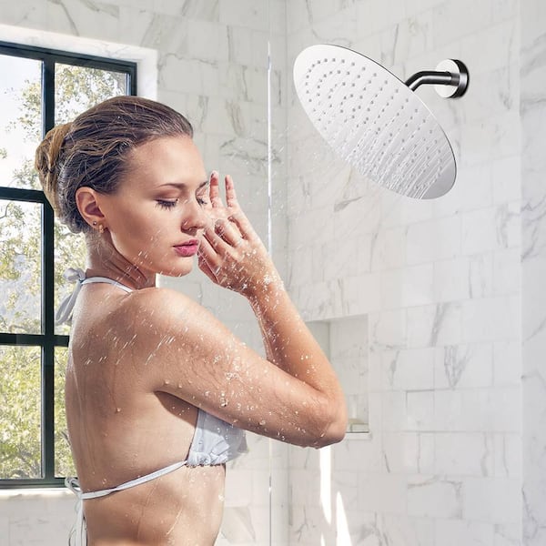 1-Spray Patterns with 1.8 GPM 10 in. Wall Mount Rain Fixed Shower Head in Brushed Nickel