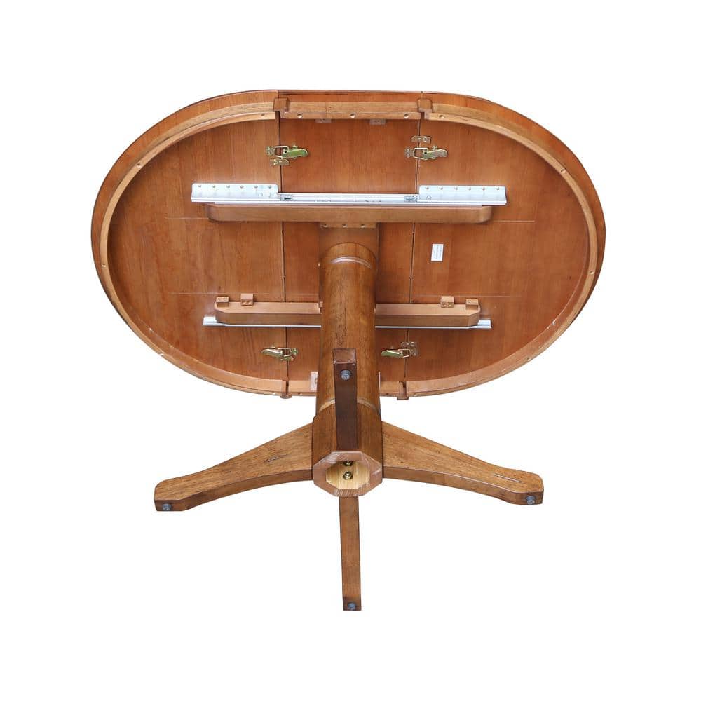 Eco-Friendly Distressed Oak Round Extendable Counter Table