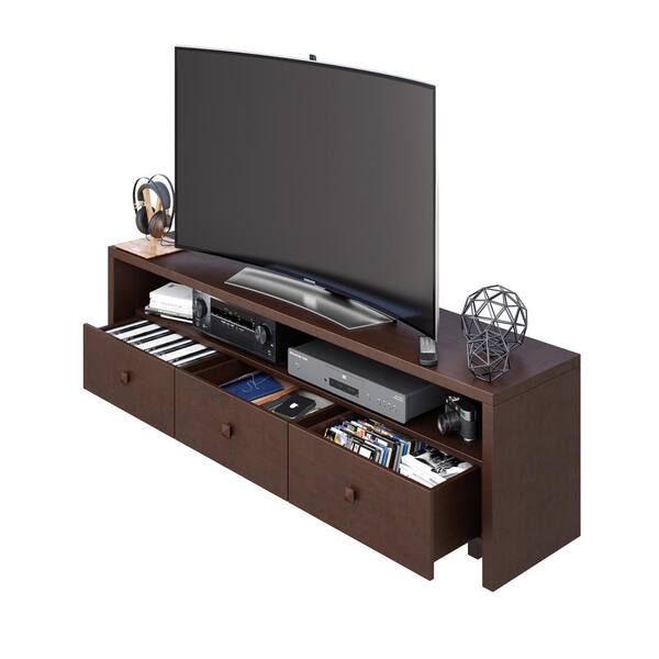 TECHNI MOBILI 70.75 in. Hickory Particle Board TV Stand with 3