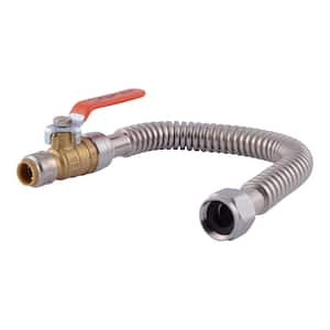 Max 1/2 in. Push-to-Connect x 3/4 in. FIP x 18 in. Corrugated Stainless Water Heater Connector with Ball Valve