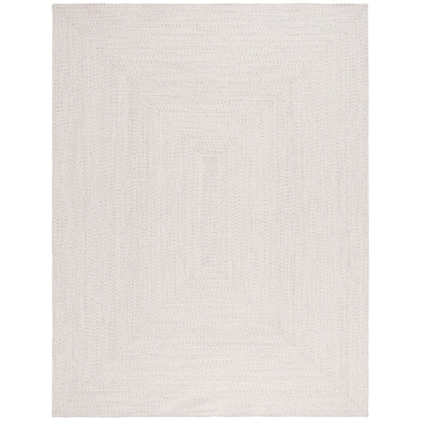 Braided Ivory/Light Gray 8 ft. x 10 ft. Machine Washable Concentric Woven Area Rug